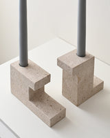 101 Copenhagen Brick Candle Holder, Tall, Limestone (view 4)