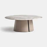 Coleccion Alexandra Stromboli Coffee Table in matt dune lacquer base with Amsterdam grey marble top