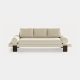 Dolmen Azure Sofa in Designers Guild Kinmel Chalk FDG3006/10 fabric, black oak base