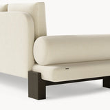 Dolmen Azure Sofa in Designers Guild Kinmel Chalk FDG3006/10 fabric, black oak base, fourth view