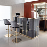 Giorgio Collection Charisma Bar Stool in grey velvet with a light gold chrome base, room setting 2
