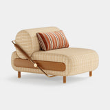 Mezzo Collection Becky Outdoor Armchair, Dedar Nena 2887/05 Spice and iroko wood, available from Touched Interiors UK