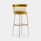 Mezzo Collection Berry Bar Chair, Alhambra Jimena 15 fabric, polished brass, available from Touched Interiors UK