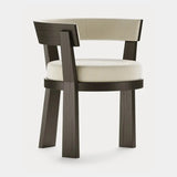 Dolmen Blaze Dining Chair in Designers Guild Kinmel Chalk FDG3006/10 fabric, black oak frame