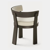 Dolmen Blaze Dining Chair in Designers Guild Kinmel Chalk FDG3006/10 fabric, black oak frame, fourth view