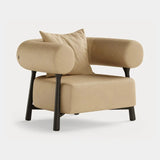 Dolmen Cherry Armchair in Sequoia 4011 real leather, black oak frame