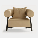 Dolmen Cherry Armchair in Sequoia 4011 real leather, black oak frame, second view