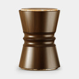 Mezzo Collection Cobb Side Table, matte walnut with an onyx top and polished brass, available from Touched Interiors UK
