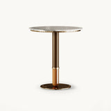 Mezzo Collection Craig Bar Table, Carrara marble top, matte walnut and glossy lacquer base and polished brass, available from Touched Interiors UK