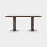 Domkapa Adam Dining Table, fumé Eucalyptus top, Rupert Elephant band and Black Texturized base