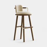 Mezzo Collection Darla Bar Chair, Alhambra Jimena 17 fabric, matte walnut frame, polished brass, available from Touched Interiors UK