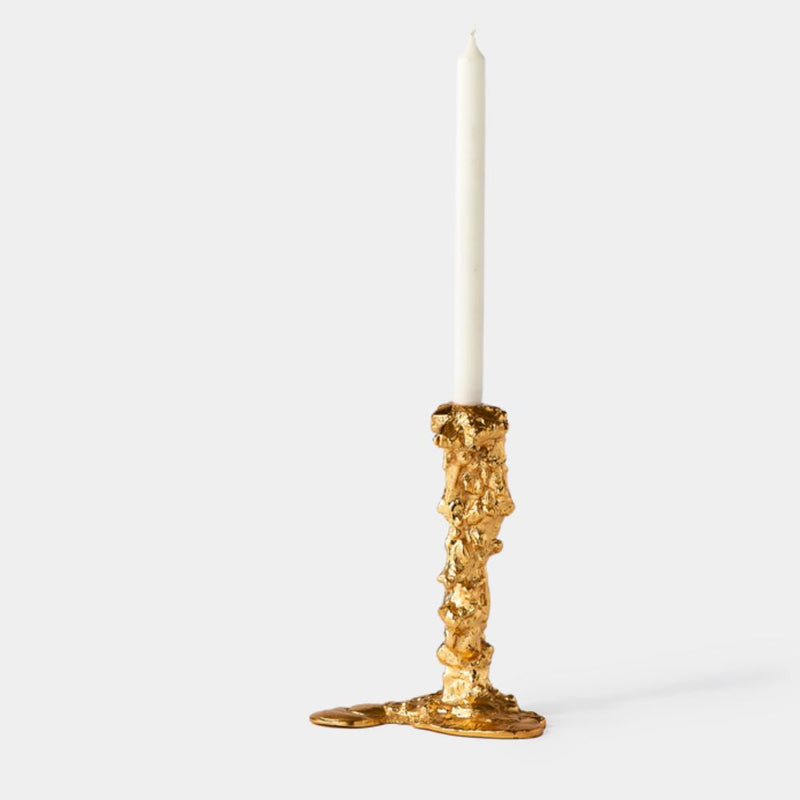 Dripped Metal Single Candle Holder