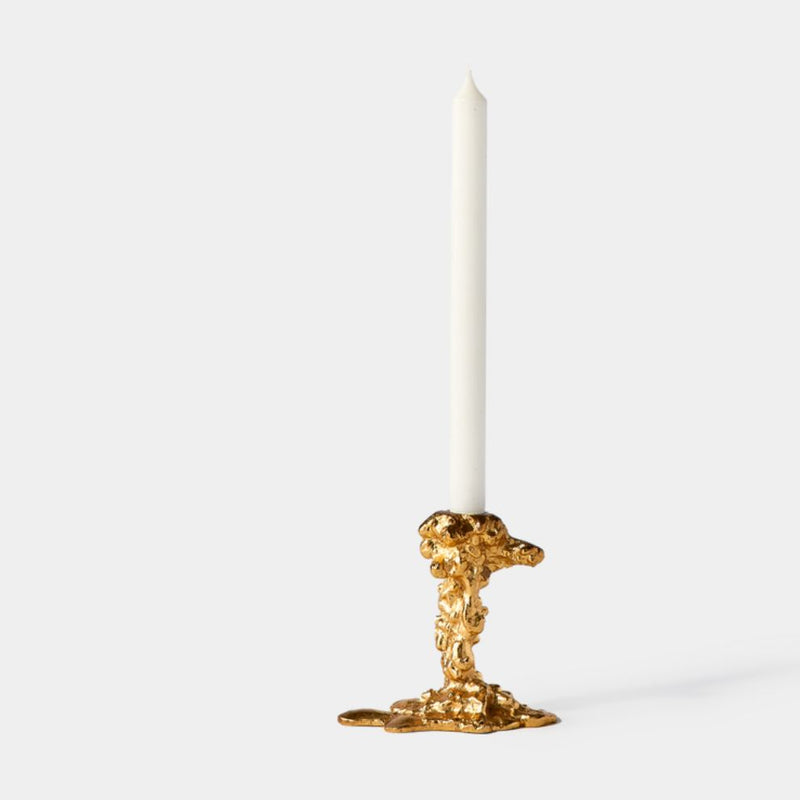 Dripped Metal Single Candle Holder