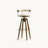 Mezzo Collection Dylan Bar Chair, Alhambra Jimena 17 fabric, matte walnut frame, polished brass, available from Touched Interiors UK