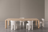 Meridiani Frank Dining Table, shown in light flamed oak with chairs