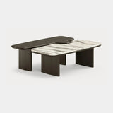 Dolmen Garnet Coffee Table in black oak and white and grey Cipollino marble