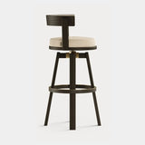 Dolmen Genesis Bar Chair in Nobilis Timeo 10876-03 fabric, black oak frame, aged brass details, third view