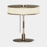 Mezzo Collection Julius Table Lamp, lacquered metal, brushed brass and fabric shade, available from Touched Interiors UK