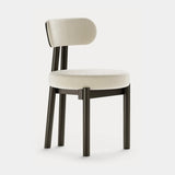 Dolmen Kendra Dining Chair in Designers Guild Kinmel Chalk FDG3006/10 fabric, black oak frame
