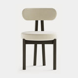 Dolmen Kendra Dining Chair in Designers Guild Kinmel Chalk FDG3006/10 fabric, black oak frame, second view
