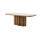 Inbthian Dining Table: Luxury Travertine Marble Effect