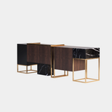 Leone Unique Sideboard With Marquina Marble and Brass Detail