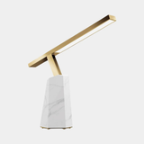 Luxxu Nebo Table Lamp in gold plated brass and Carrara marble