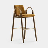 Mezzo Collection Lincoln Bar Chair, Alhambra Jimena 05 fabric, matte walnut frame, polished brass, available from Touched Interiors UK