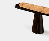 Modern Design Meets Organic Beauty: Verdant Console in Textured Poplar Root Veneer.