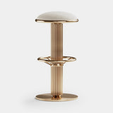 Mezzo Collection Mulligan II Bar Chair, Alhambra Jimena 17 fabric, polished brass, available from Touched Interiors UK