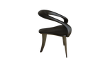 Jardin de Lune Dining Chair: Upholstered Black Leather and Solid Brass Polished