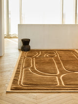 Serge Lesage Olympe Iced Coffee Rug in iced coffee, room view