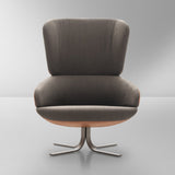 Ditre Italia Cut Swivel Armchair in grey fabric, light brown swivel base