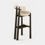 Dolmen Petra Bar Chair in Nobilis Timeo 10876-03 fabric, black oak frame, aged brass details, fourth view