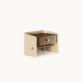 Mezzo Collection Platters Nightstand, matte walnut, matte lacquer and polished brass, available from Touched Interiors UK