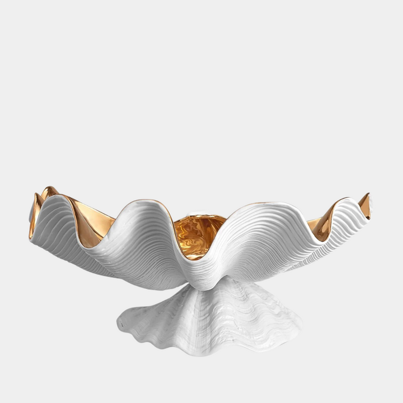 Porcelain Large Seashell Centrepiece Bowl With 24K Gold Detailing