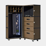 Coleccion Alexandra Traveler Storage Cabinet in leather 37 with dark oak interior and black leather details