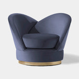 Coleccion Alexandra Blooms Swivel Armchair in Lisboa Esmeralda fabric with a Century wood finish