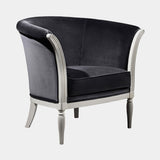 Coleccion Alexandra Ralph Armchair in gloss beige wood with Lisboa Gris Oscuro F6209 fabric