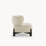 Dolmen Tetris Armchair in Designers Guild Kinmel Chalk FDG3006/10 fabric, black oak base, third view