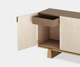 The Private Label Cliff Sideboard: Modern Majesty in Textured Oak Veneer & Aged Brass