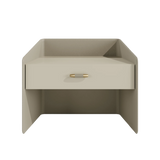 Casa Magna Pristine Bedside Table in taupe stitched eco leather, available from Touched Interiors UK