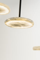 United Alabaster Nuvol Pendant Light in natural alabaster with a matt black structure