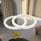 United Alabaster Halo Pendant Light in natural alabaster, set of two rings