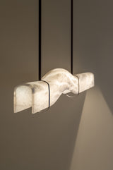 United Alabaster Signature Pendant Light in natural alabaster with a matt black structure