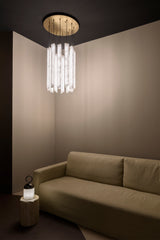 United Alabaster Triangular Tube Pendant Light in natural alabaster
