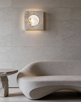 United Alabaster BX2 Wall Light in natural alabaster with a matt white frame