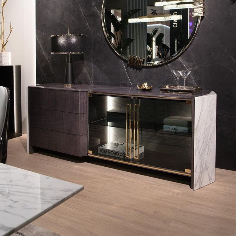 Josephine Luxurious Marble Sideboard With Polished Brass