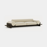 Dolmen Wade Sofa in Designers Guild Kinmel Chalk FDG3006/10 fabric, black oak base