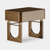 Mezzo Collection Williams Nightstand, matte walnut and polished brass, available from Touched Interiors UK
